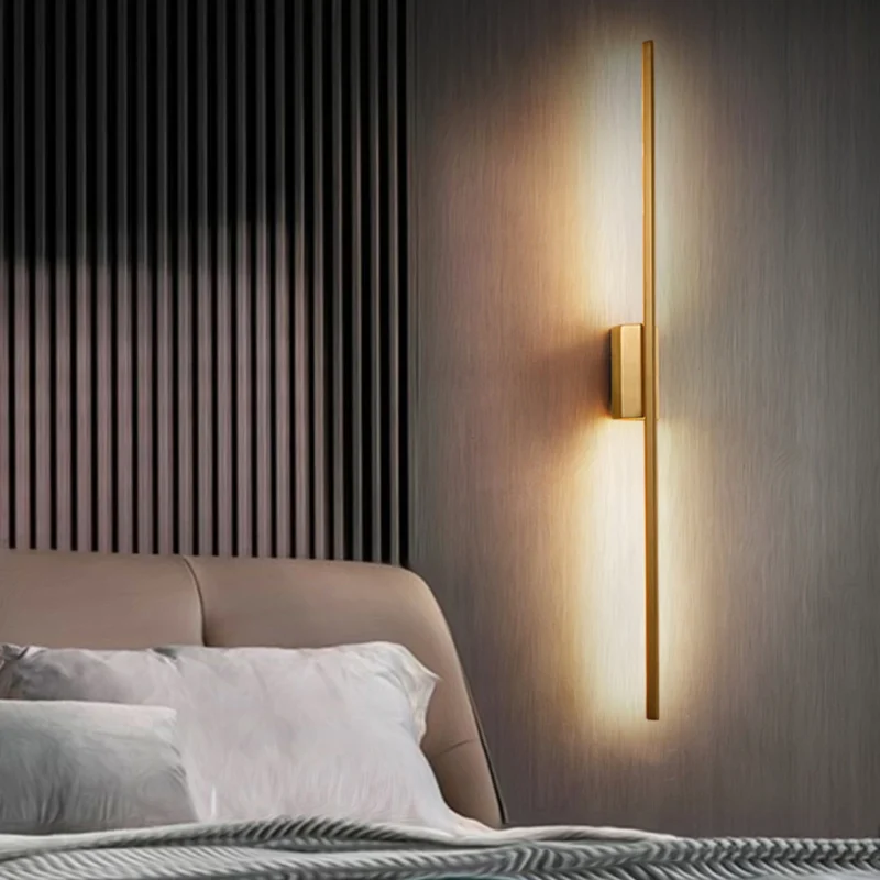 Arandela Luminária De Parede Linear Moderna Dourada