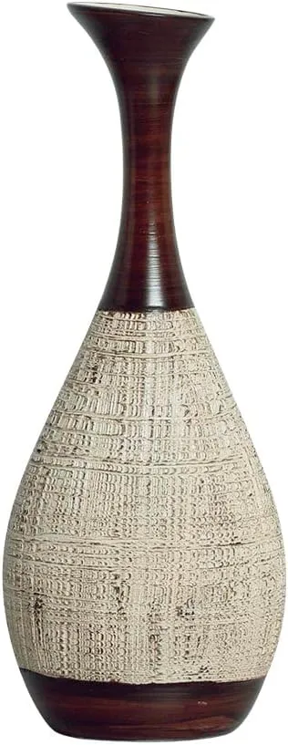 Vaso Decorativo de Cerâmica para Sala de Jantar Vanguard P Marrom e Palha Ganash